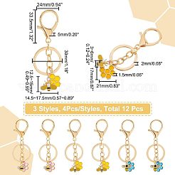 4 juego de llaveros con colgantes de aleación de esmalte&nbsp;KEYC-NB0001-36
