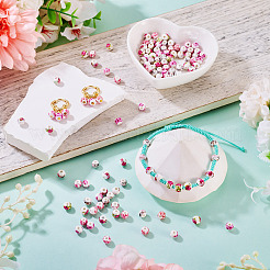100 pièce 5 styles de perles en céramique de porcelaine imprimées de fleurs faites à la main&nbsp;PORC-TA0001-42A