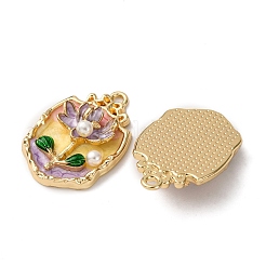 Leichtgoldfarbene Emaille-Anhänger&nbsp;ENAM-B028-35KCG-01