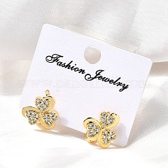 Pendientes de aro de latón con forma de trébol&nbsp;EJEW-S256-05G