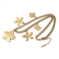 Collane pettorali con ciondolo a forma di fiore in acciaio inossidabile 304 per donna&nbsp;NJEW-A063-02G