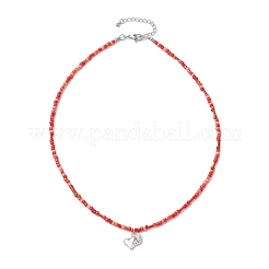 Halsketten mit Herzanhänger und Flügel aus Glassperlen für Damen&nbsp;NJEW-JN05008