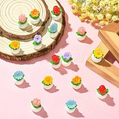 30 Stück 6 Stile undurchsichtige Blumentopf-Dekorationen aus Kunstharz&nbsp;DJEW-CJ0001-32