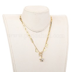 Día de san valentín latón micro pave collares pendientes de circonita cúbica transparente&nbsp;NJEW-JN02922-01