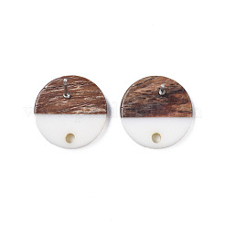 Fornituras de aretes de resina opaca y madera de nogal&nbsp;MAK-N032-008A-B06