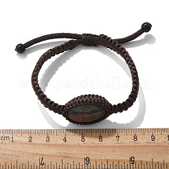 Braccialetti di perline intrecciate in agata indiana naturale ovale regolabile&nbsp;BJEW-H626-02-14
