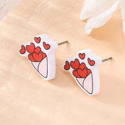 Boucles d'oreilles en bois&nbsp;EJEW-M063-01D