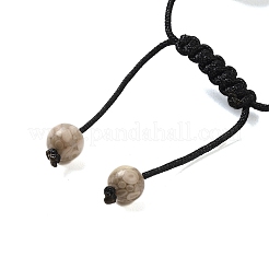 Braccialetti con perline intrecciate di maifanite naturale rotonde da 12.5 mm per donna uomo&nbsp;BJEW-C060-01U