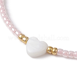 Herz-Armbänder aus natürlichen Muscheln und geflochtenen Glassamenperlen&nbsp;BJEW-JB09922-01