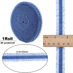 20 Yard elastischer Spitzenbesatz aus Polyestersamt mit plissiertem Organzabesatz&nbsp;OCOR-WH0087-06A