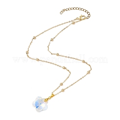 Colliers à chaîne et boule ronde en laiton avec pendentif en verre transparent à facettes pour femmes&nbsp;NJEW-JN05640-01