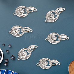 6 fermaglio pieghevole in ottone micro pavé con zirconi cubici trasparenti&nbsp;KK-BBC0028-91