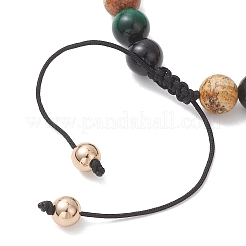 Pulseras trenzadas con cuentas de piedras preciosas mixtas naturales y sintéticas para mujeres y hombres.&nbsp;BJEW-JB13425-02