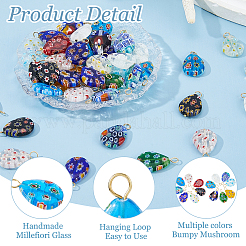 48 Stück handgefertigte Anhänger aus Millefiori-Glas&nbsp;PALLOY-HS00035