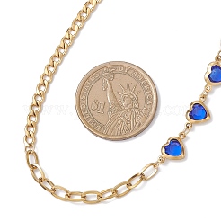 2 collana a catena con maglie in vetro e acciaio inossidabile 304&nbsp;NJEW-JN05594