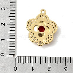 Messing-Mikropavé-Anhänger mit klaren und roten Zirkonia-Blumen&nbsp;KK-A296-08A-G