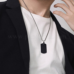 Colgantes grandes de acero inoxidable quirúrgico 316 para hombre con etiqueta en blanco estampada a mano y rectángulo grande&nbsp;STAS-UN0002-76B