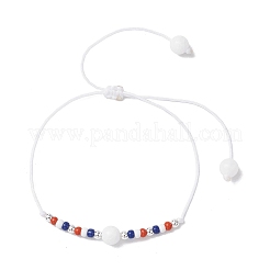 Pulseras trenzadas con cuentas de vidrio del Día de la Independencia&nbsp;BJEW-MZ00179-02