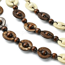 Collane a 3 strato con perline rotonde piatte in cocco naturale tinto&nbsp;NJEW-A007-02A