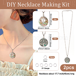 Kit de fabrication de colliers ronds et plats à faire soi-même avec pendentif arbre de vie&nbsp;DIY-BC0004-85