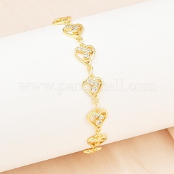 Bracciali a catena con micro pavé di zirconi cubici trasparenti in ottone per donna&nbsp;BJEW-A090-09B-G