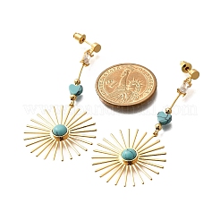 Orecchini a bottone in ottone con zirconi chiari e micro pavè&nbsp;EJEW-Z083-05G
