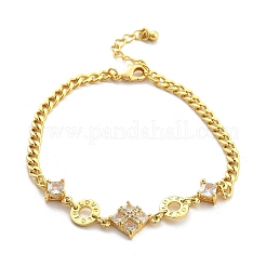 Messing Micro Pave klare Zirkonia Link Armbänder&nbsp;BJEW-U020-21G