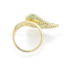 Anello polsino aperto foglia di zirconi&nbsp;RJEW-N037-036