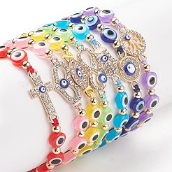 7pcs 7 Stil Harz böser Blick geflochtene Perlenarmbänder Set&nbsp;BJEW-JB08810