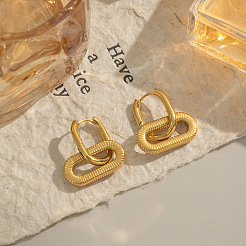 Boucles d'oreilles créoles ovales creuses en acier inoxydable 304&nbsp;LU1648