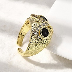 Anillos de puño ajustables de latón con micro pavé de circonita cúbica para mujer&nbsp;RJEW-L130-006G