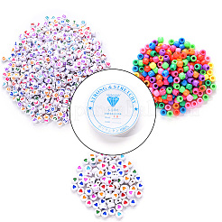 1 sacchetto 1200 pezzi rotondi piatti in acrilico opaco con perline a forma di lettera e cuore&nbsp;DIY-YW0002-32