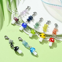 Decoraciones colgantes de murano hechas a mano con setas&nbsp;HJEW-TA00092