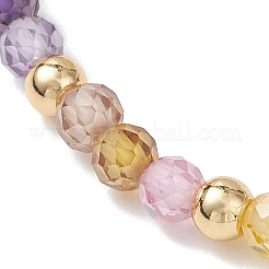 Braccialetti elastici con perline rotonde in zirconia cubica e perle di conchiglia per donna&nbsp;BJEW-JB13280-01