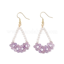 Pendientes colgantes de arco de amatista natural&nbsp;EJEW-TA00742-03