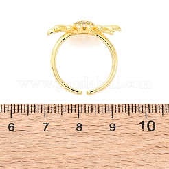 Bagues de manchette en laiton avec micro pavé de zircone cubique transparente pour femmes&nbsp;RJEW-U047-28G