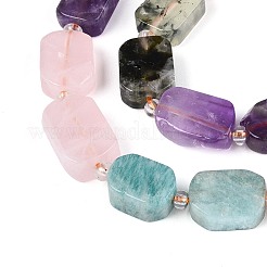 Natürlicher Lapislazuli & Amethyst & Rosenquarz & Amazonit & Prehnit & Erdbeerquarz & Sonnenstein 7 Chakra-Perlenstrang&nbsp;G-C098-A30-01