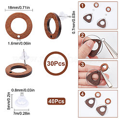 30 boucle d'oreille à tige en bois de noyer&nbsp;FIND-SC0003-92