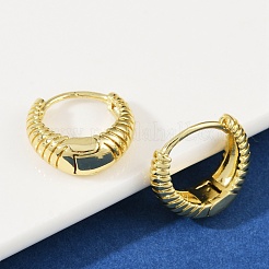 Boucles d'oreilles créoles texturées en laiton&nbsp;EJEW-L299-05G