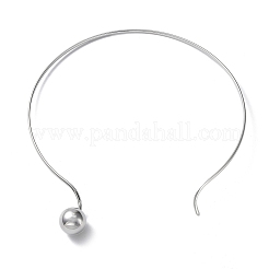 Gargantilla con colgante de bola redonda de acero inoxidable 304 que no se deslustra&nbsp;NJEW-D058-01P