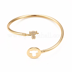 Brazaletes de circonio cúbico micro pavé de latón chapado en rack&nbsp;BJEW-E071-17G-02