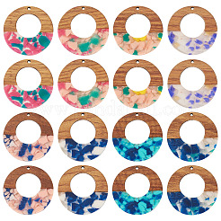 16 pieza de 8 colores de resina y colgantes de nogal.&nbsp;FIND-TA0006-41