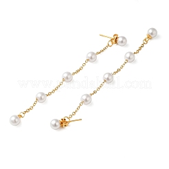 Orecchini pendenti in acciaio inossidabile 304 con perle di plastica&nbsp;EJEW-Q386-02B-G
