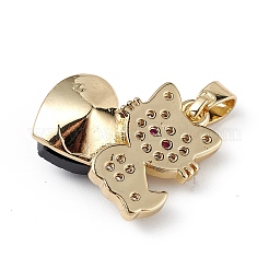 Véritable 18k plaqué or placage en laiton micro pave pendentifs en zircone cubique&nbsp;KK-C015-31G-14