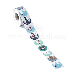 Rolle mit 8 selbstklebenden Papieraufklebern mit runden Punkten und Schneemannmuster&nbsp;DIY-A042-01I