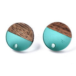 Fornituras de aretes de resina transparente y madera de nogal&nbsp;MAK-N032-007A-A01