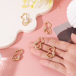 5 Stück Messing Micro Pave klare Zirkonia Schraubkarabiner Verschluss Charms&nbsp;KK-TA0003-18