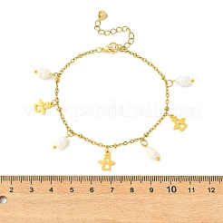 Bracelets à breloques en acier inoxydable 304 et verre électroplaqué avec perles de culture d'eau douce naturelles&nbsp;BJEW-JB13978