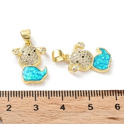 Colgantes de cachorro de circonita cúbica micro pavé de latón chapado en estante&nbsp;KK-C041-15G