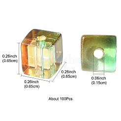 100 pièce de perles de verre transparentes peintes à la cuisson&nbsp;DGLA-YW0001-35A